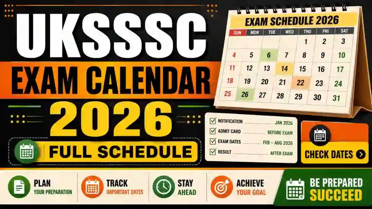 UKSSSC Exam Calendar 2026 - Check Group C Exam dates Post-Wise Schedule PDF