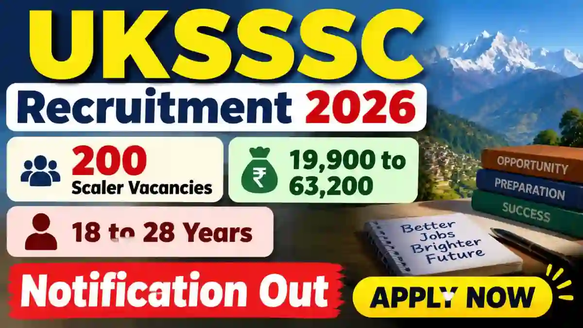 UKSSSC Group C Recruitment 2026 Notification Out - Apply Online for 200 Scaler Posts UKSSSC Group C Recruitment 2026 Notification Out - Apply Online for 200 Scaler Posts