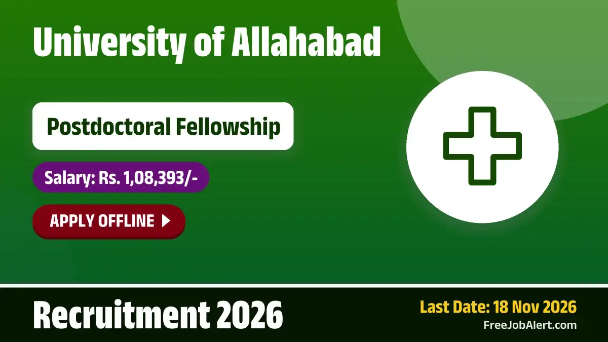 University of Allahabad Postdoctoral Fellowship Recruitment 2026 – Apply Offline
