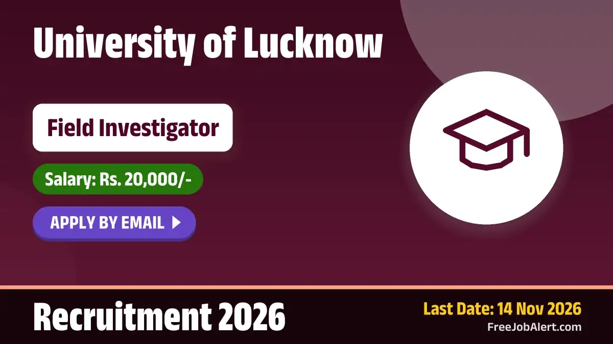 University of Lucknow Field Investigator Recruitment 2026 – Apply Online