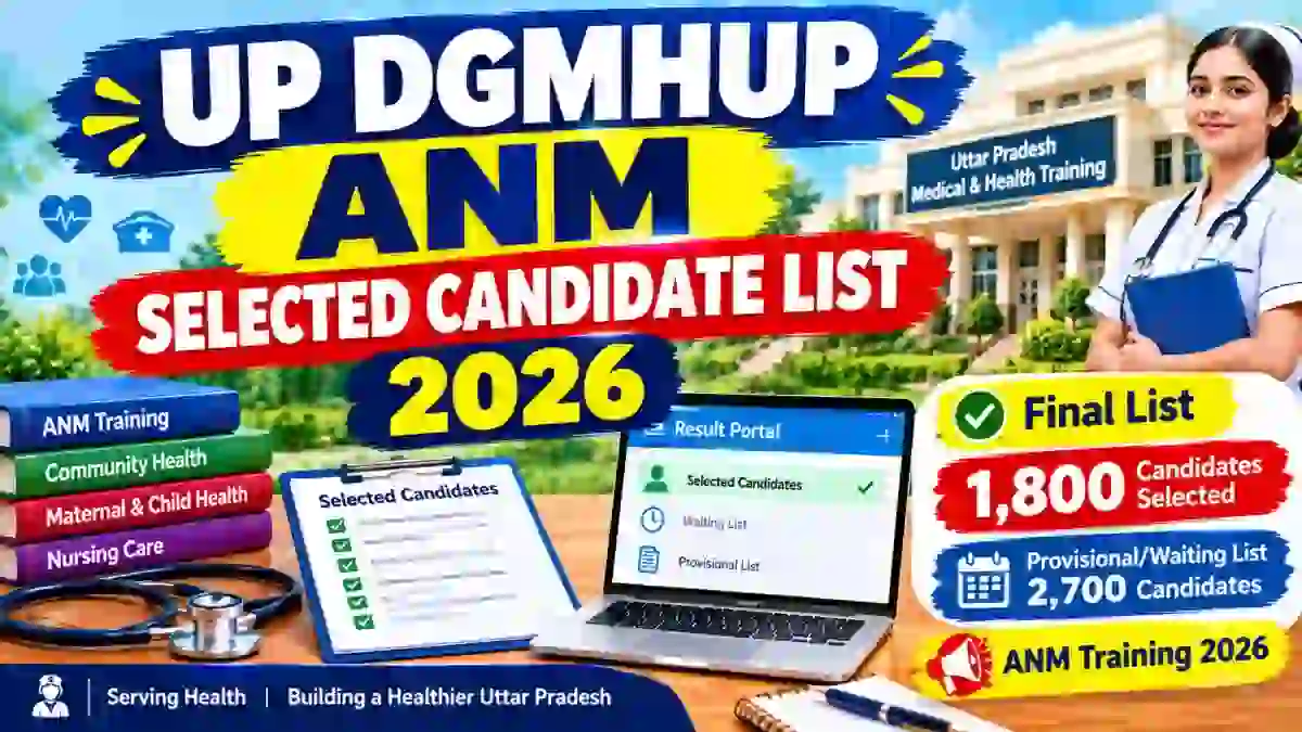 UP DGMHUP ANM Training Selected Candidate List 2026 Out - Check List PDF Online @ dgmh.up.gov.in UP DGMHUP ANM Training Selected Candidate List 2026 Out - Check List PDF Online @ dgmh.up.gov.in