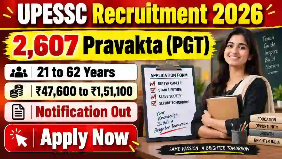 UPESSC Pravakta (PGT) Recruitment 2026 Notification Out - Apply Online for 2,607 Posts UPESSC Pravakta (PGT) Recruitment 2026 Notification Out - Apply Online for 2,607 Posts