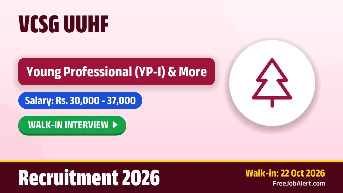 VCSG UUHF Recruitment 2026 – Walk-in for 2 Young Professional, Senior Research Fellow Posts