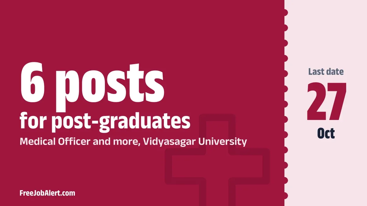 Vidyasagar University Recruitment 2026 – Apply Offline for Medical Officer, Assistant Registrar, and More Posts