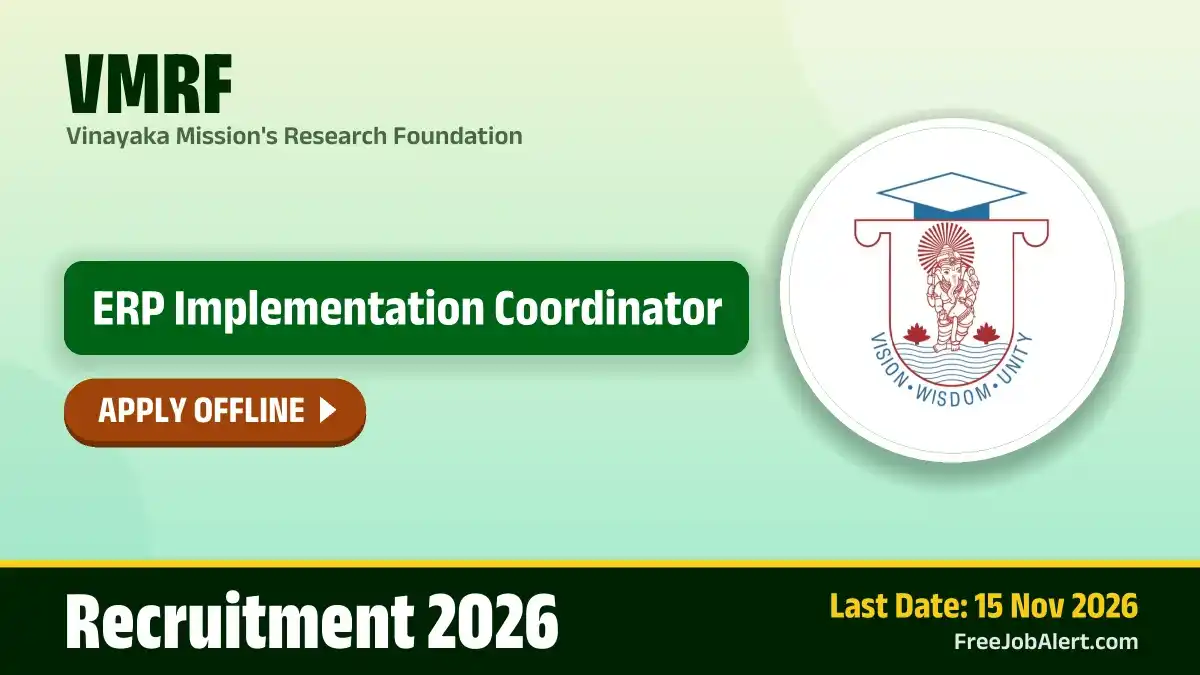VMRF ERP Implementation Coordinator Recruitment 2026 – Apply Offline VMRF ERP Implementation Coordinator Recruitment 2026 – Apply Offline