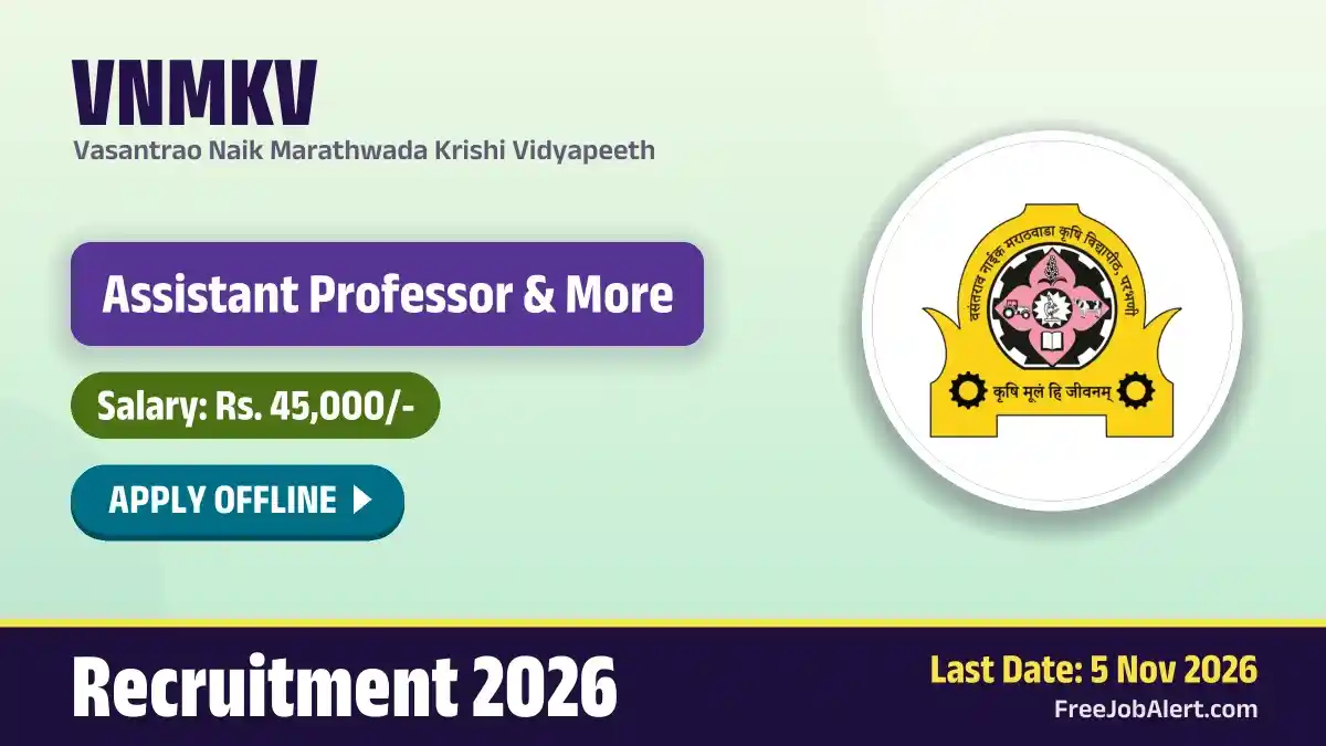 VNMKV Assistant Professor Recruitment 2026 – Apply Offline