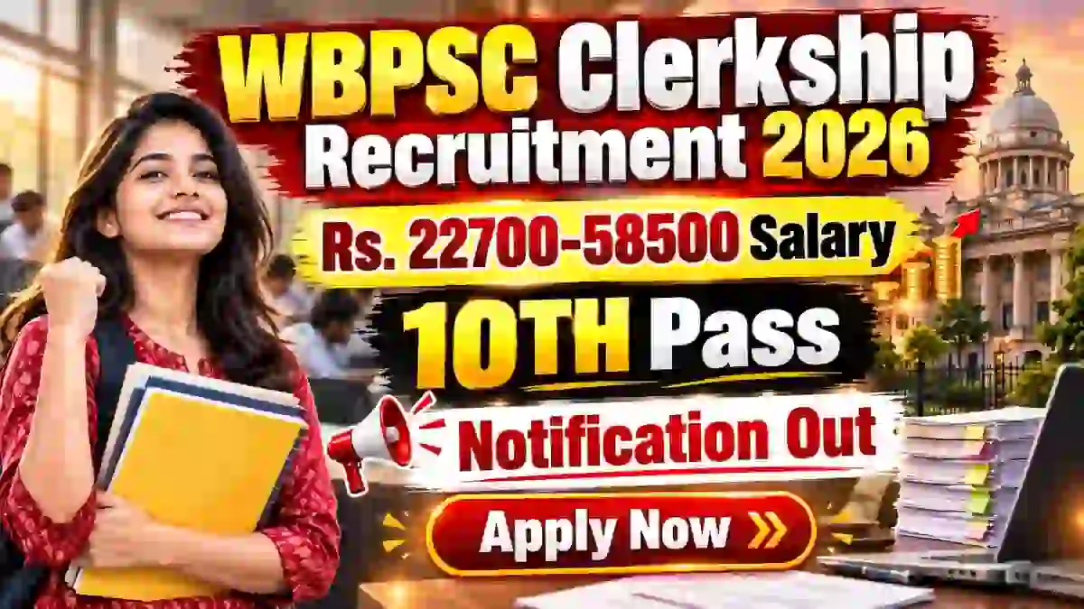 WBPSC Clerkship Recruitment 2026 Notification Out - Apply Online for LDA/ LDC Posts WBPSC Clerkship Recruitment 2026 Notification Out - Apply Online for LDA/ LDC Posts