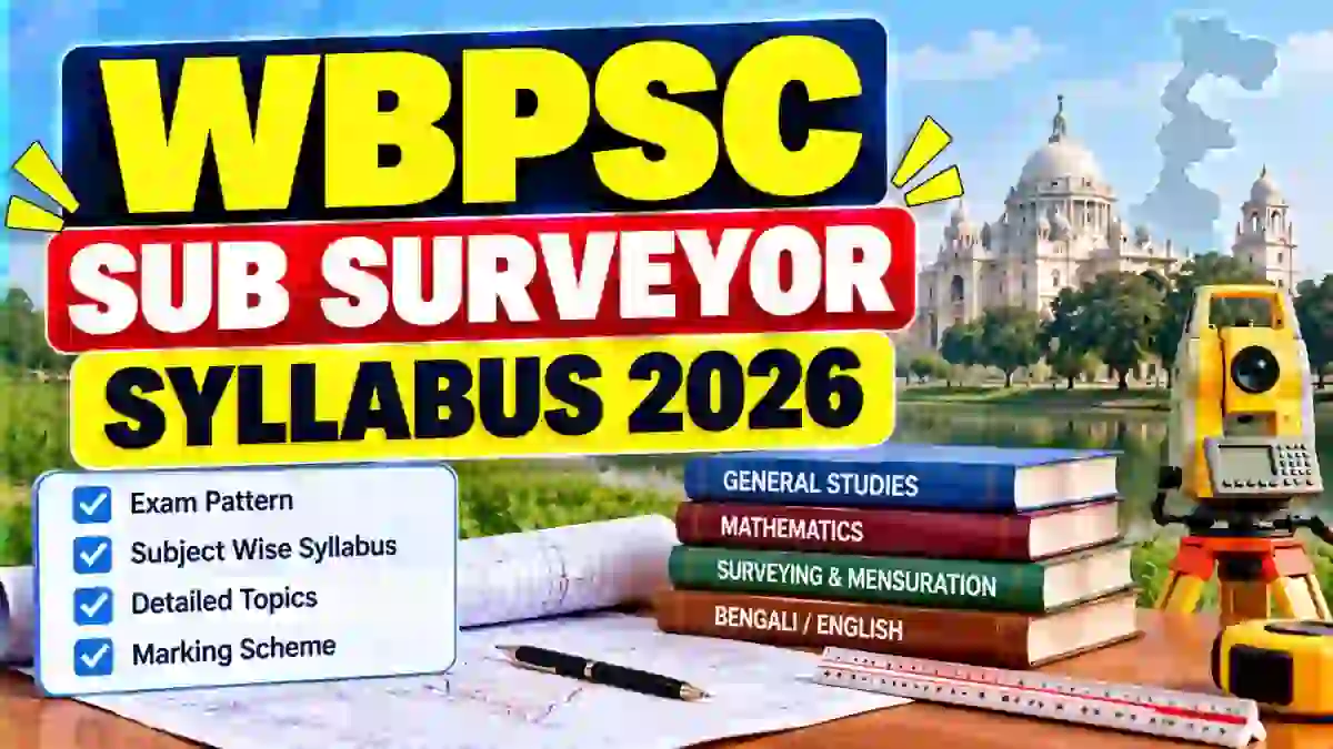 WBPSC Sub Surveyor Syllabus 2026 - Check Paper I and II Exam Pattern, Subject-Wise Syllabus and PDF