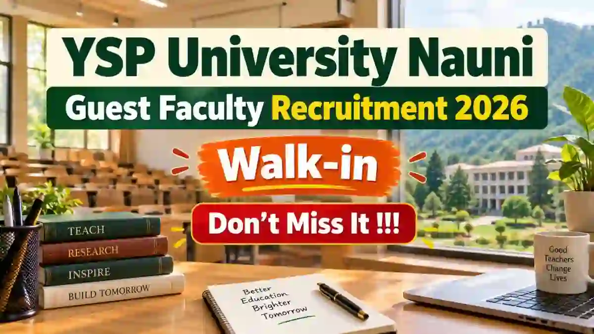 YSP University Nauni Guest Faculty Recruitment 2026 - Walkin