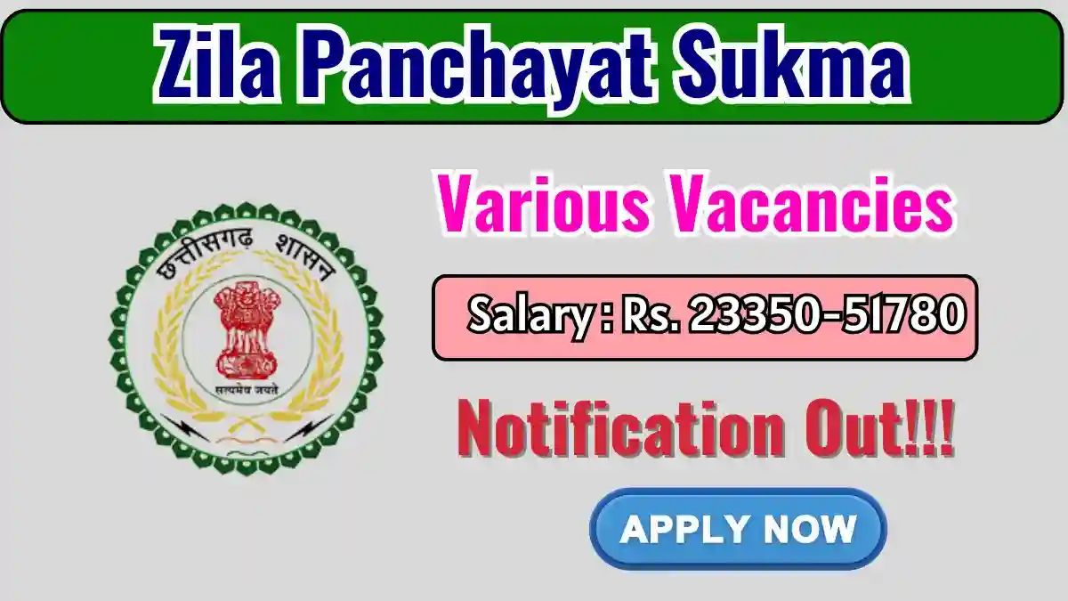 Zila Panchayat Sukma Recruitment 2026 – Apply Offline for Accountant, Computer Programmer and More Posts